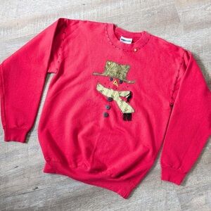 Hanes Red Long Sleeve Tee with Scarecrow Patch